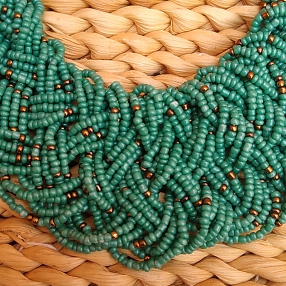 Boho Tribal Braided Seed Bead Statement Necklace - Picture 2 of 4